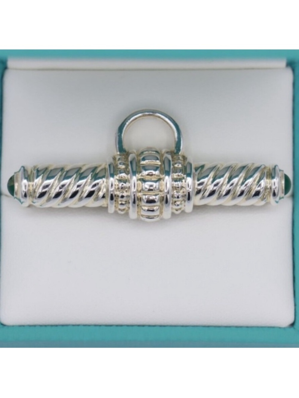 925 Judith Ripka Green Onyx Twisted Pin 2” Brooch